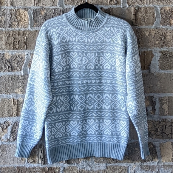 Vintage 70s 80s Summit County Ski Sweater White Gry - Picture 7 of 7